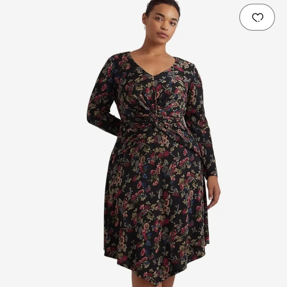 Lauren Ralph Lauren Plus Size Floral Surplice Jersey Dress - Picture 1 of 13